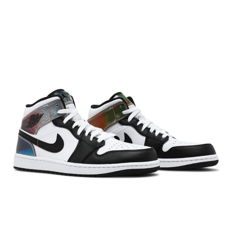 Air Jordan 1 Mid Se Hvid Sort Sko Herre