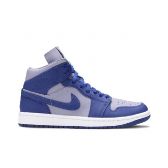 Air Jordan 1 Mid Se Lilla Blå Hvid Sko Dame