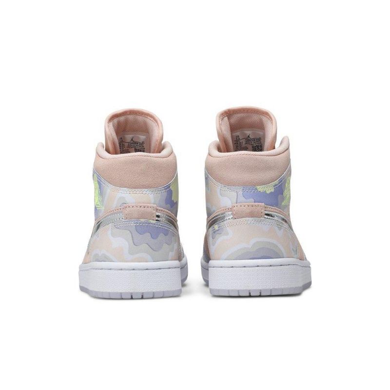 Air Jordan 1 Mid Se Lyserød Sølv Grøn Sko Dame