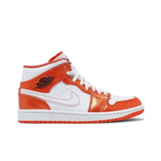 Air Jordan 1 Mid Se Orange Hvid Sort Sko Herre