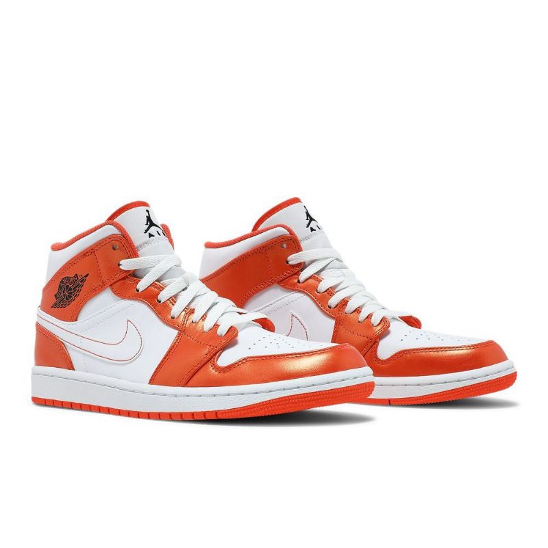 Air Jordan 1 Mid Se Orange Hvid Sort Sko Herre