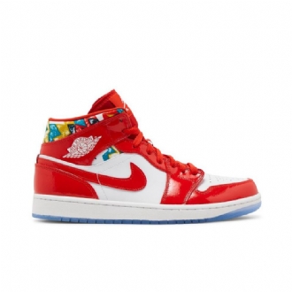 Air Jordan 1 Mid Se Rød Hvid Guld Blå Sko Herre