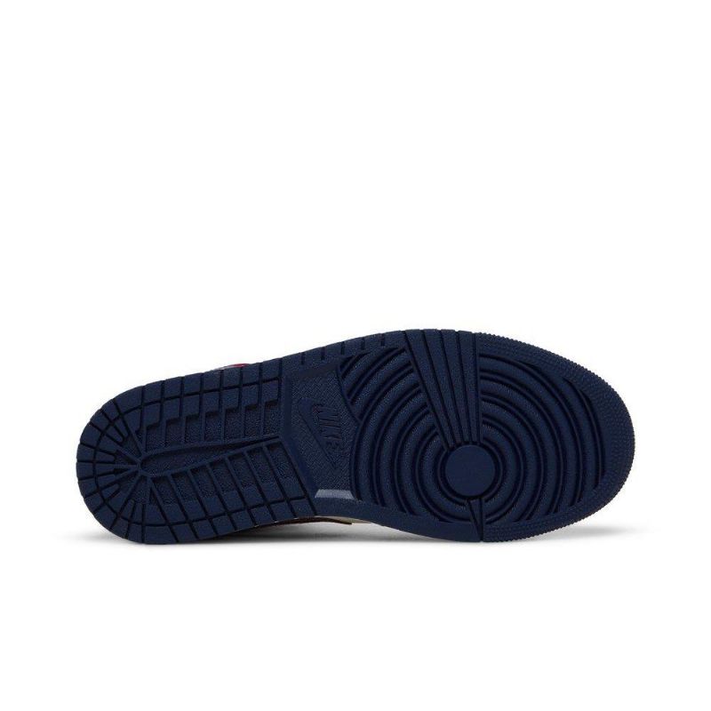 Air Jordan 1 Mid Se Rød Hvid Marineblå Sko Dame