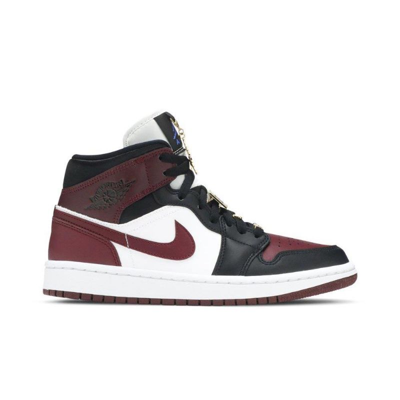 Air Jordan 1 Mid Se Sort Bordeaux Hvid Sko Dame