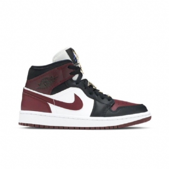 Air Jordan 1 Mid Se Sort Bordeaux Hvid Sko Dame