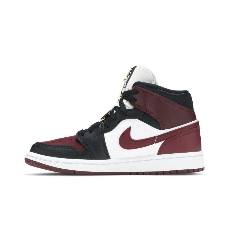 Air Jordan 1 Mid Se Sort Bordeaux Hvid Sko Dame
