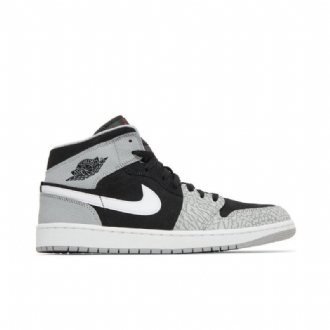 Air Jordan 1 Mid Se Sort Grå Hvid Rød Sko Herre