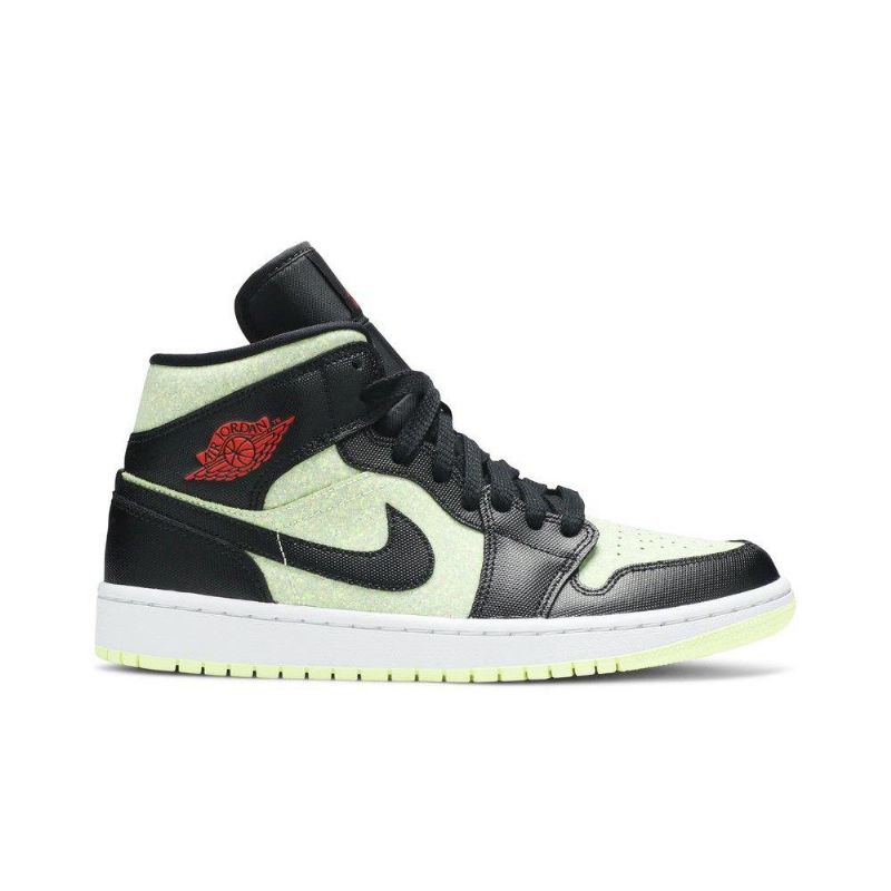 Air Jordan 1 Mid Se Sort Grøn Rød Sko Dame