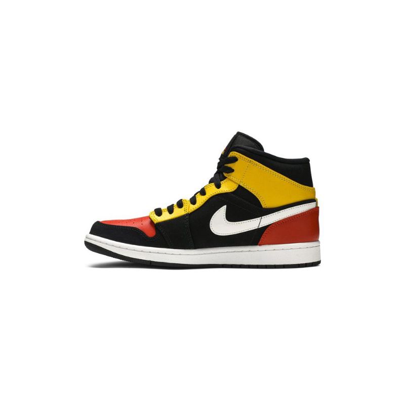 Air Jordan 1 Mid Se Sort Gul Orange Hvid Sko Herre
