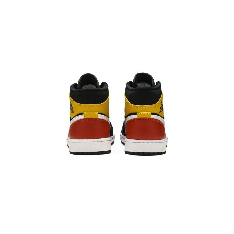 Air Jordan 1 Mid Se Sort Gul Orange Hvid Sko Herre