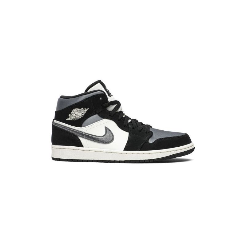 Air Jordan 1 Mid Se Sort Hvid Grå Sko Herre