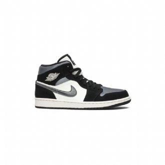 Air Jordan 1 Mid Se Sort Hvid Grå Sko Herre