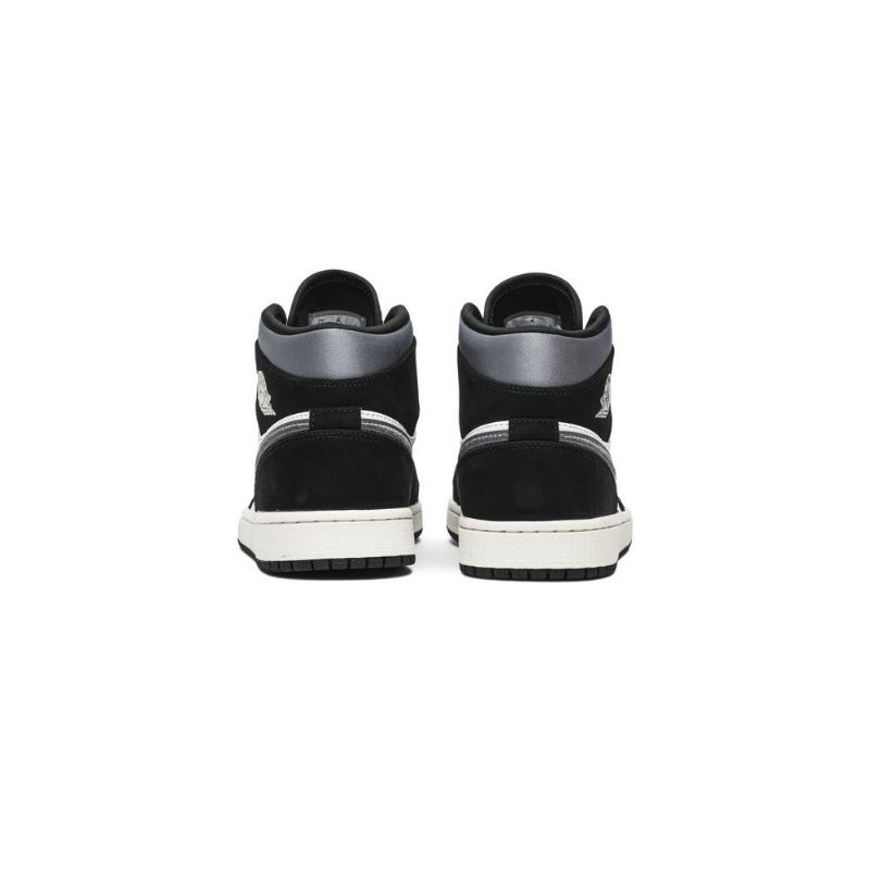 Air Jordan 1 Mid Se Sort Hvid Grå Sko Herre