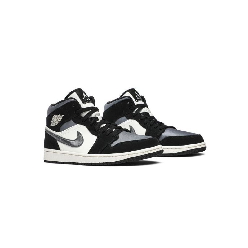 Air Jordan 1 Mid Se Sort Hvid Grå Sko Herre