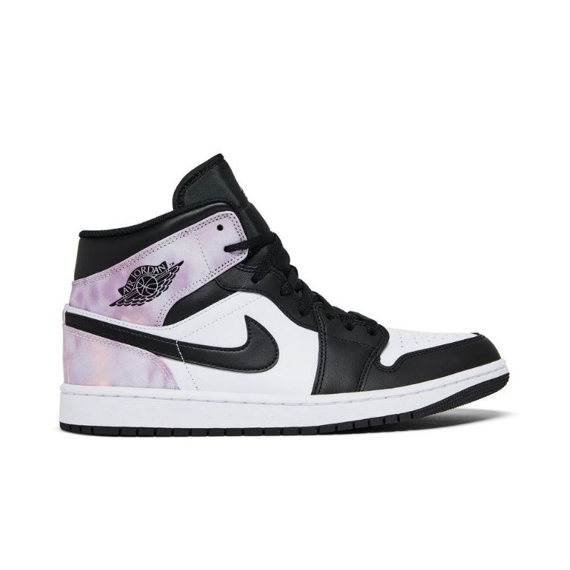 Air Jordan 1 Mid Se Sort Lilla Hvid Sko Herre