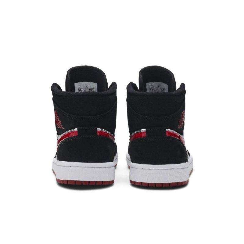 Air Jordan 1 Mid Se Sort Rød Hvid Sko Herre