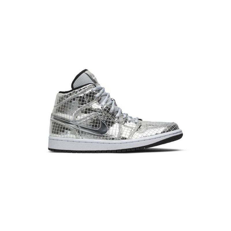 Air Jordan 1 Mid Sølv Hvid Sko Dame