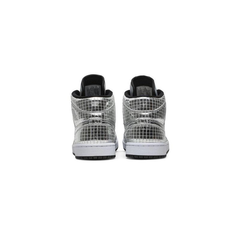Air Jordan 1 Mid Sølv Hvid Sko Dame
