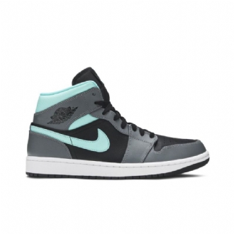 Air Jordan 1 Mid Sort Blå Grå Sko Herre
