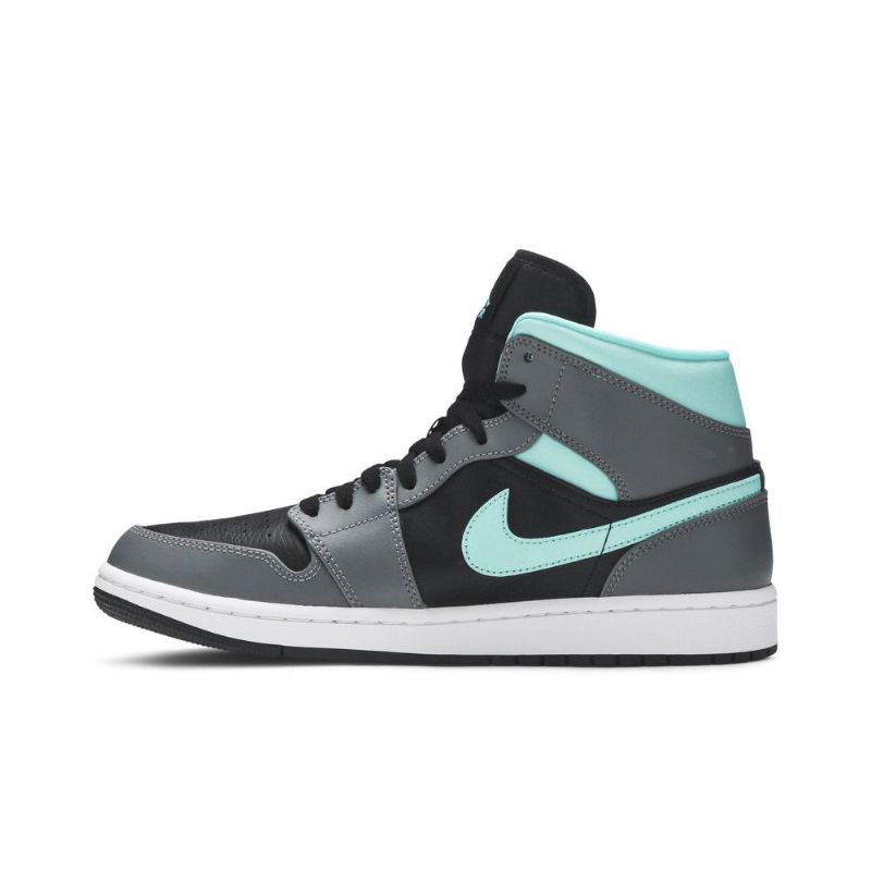 Air Jordan 1 Mid Sort Blå Grå Sko Herre