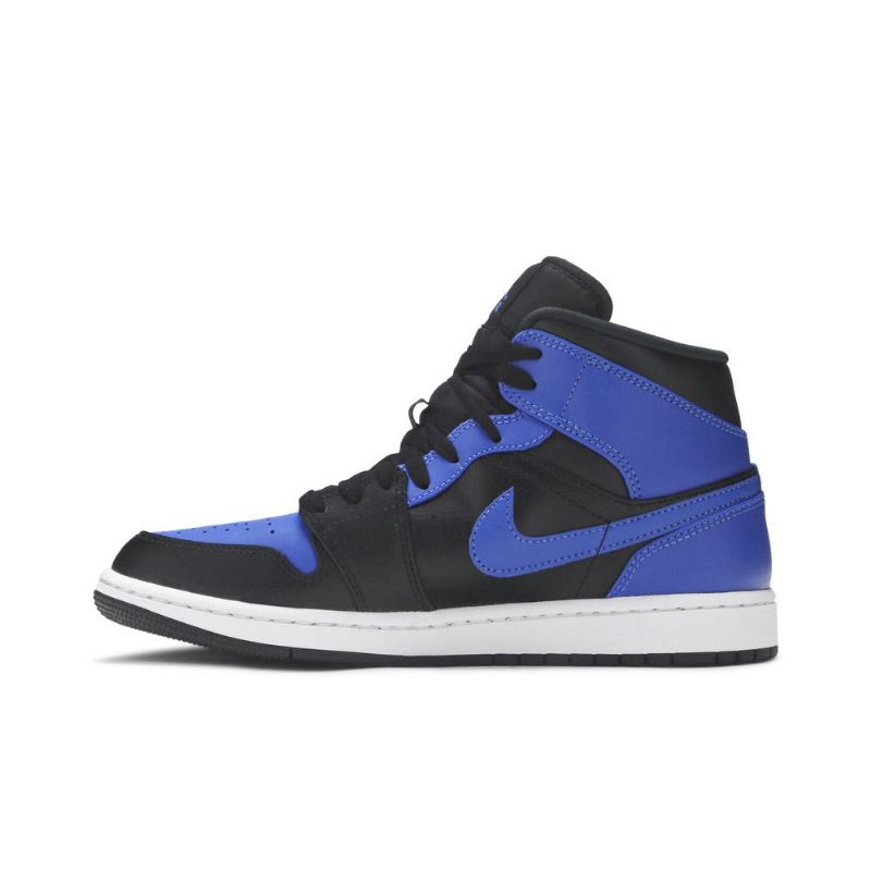 Air Jordan 1 Mid Sort Blå Hvid Sko Herre