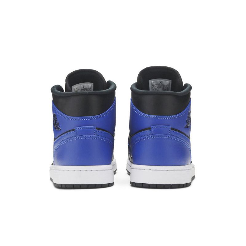 Air Jordan 1 Mid Sort Blå Hvid Sko Herre