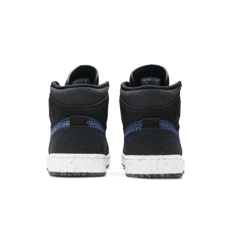 Air Jordan 1 Mid Sort Blå Hvid Sko Herre