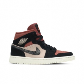 Air Jordan 1 Mid Sort Bordeaux Beige Sko Dame