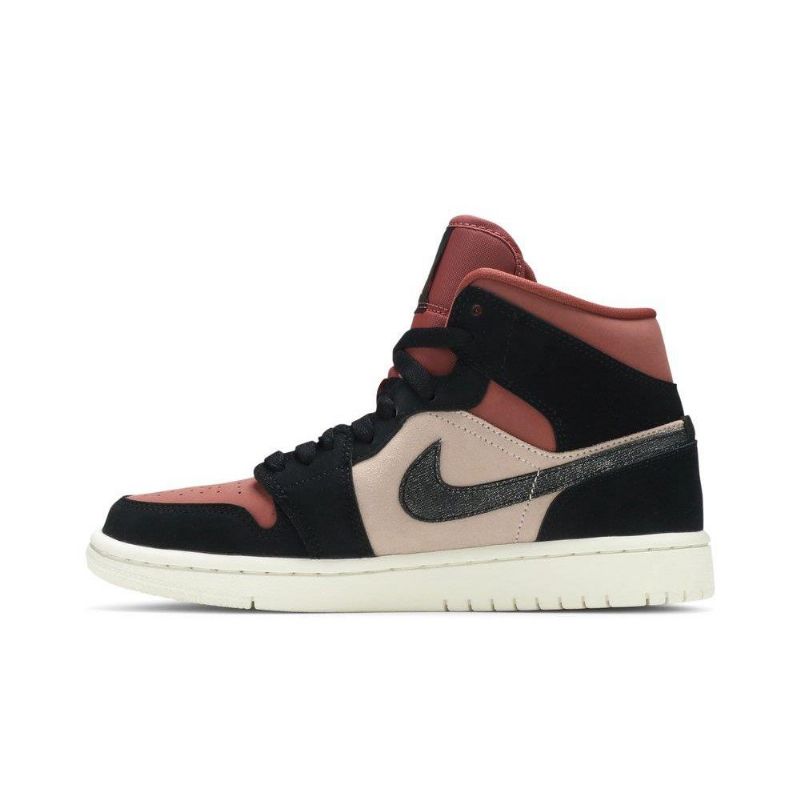 Air Jordan 1 Mid Sort Bordeaux Beige Sko Dame