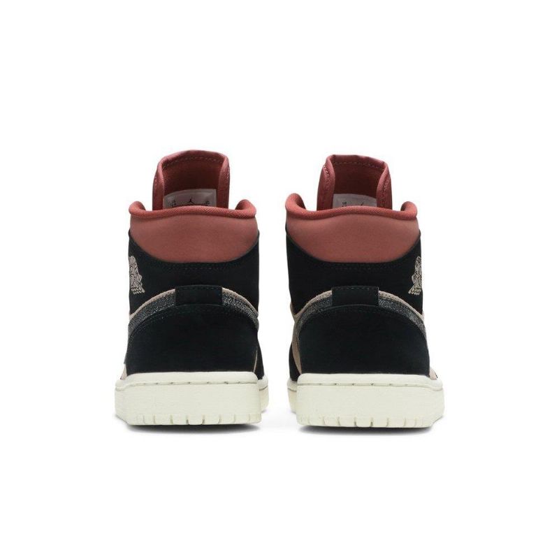 Air Jordan 1 Mid Sort Bordeaux Beige Sko Dame