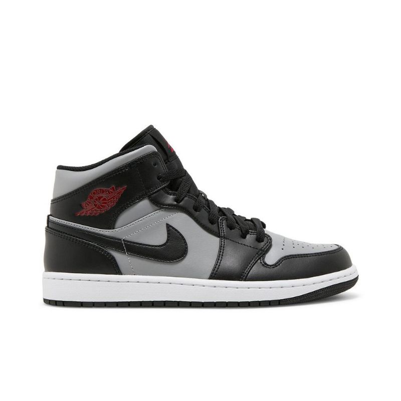 Air Jordan 1 Mid Sort Grå Rød Hvid Sko Herre
