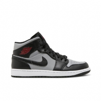 Air Jordan 1 Mid Sort Grå Rød Hvid Sko Herre