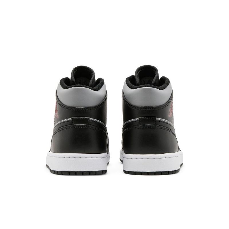 Air Jordan 1 Mid Sort Grå Rød Hvid Sko Herre