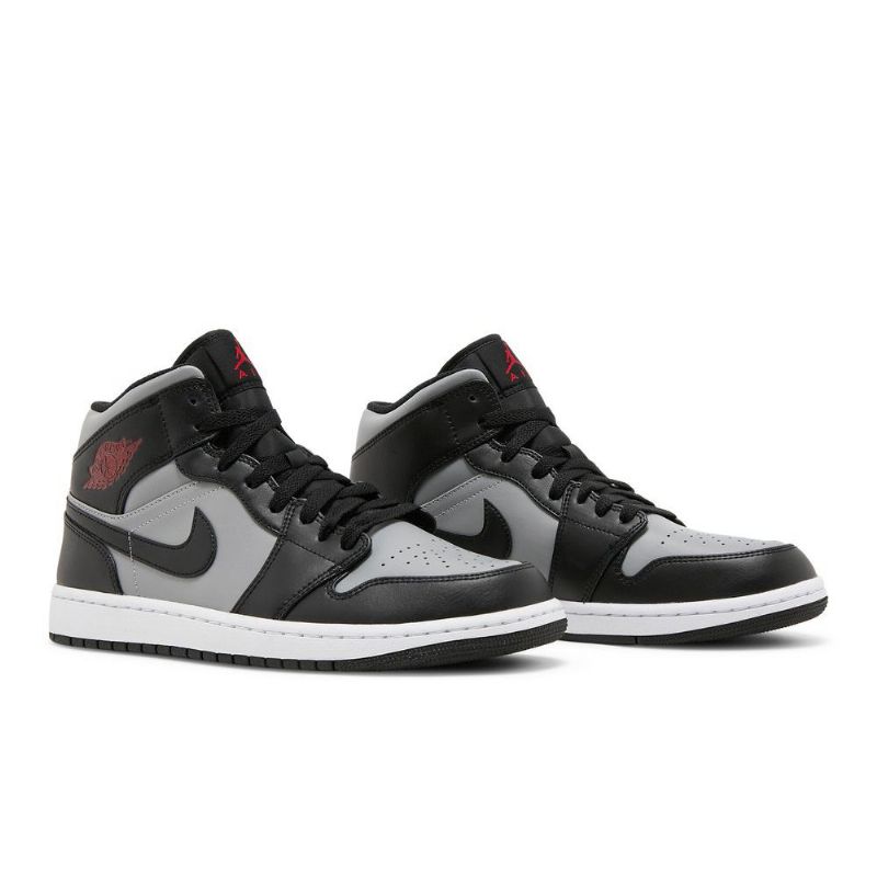 Air Jordan 1 Mid Sort Grå Rød Hvid Sko Herre