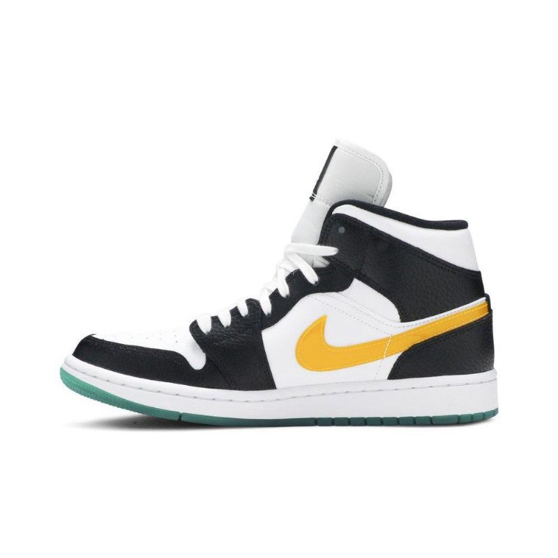 Air Jordan 1 Mid Sort Hvid Rød Grøn Sko Dame