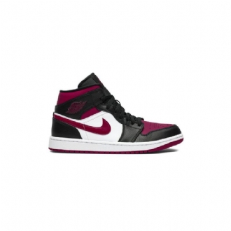 Air Jordan 1 Mid Sort Hvid Rød Sko Herre