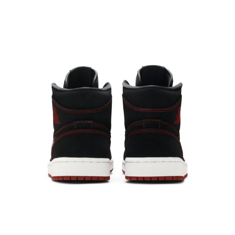 Air Jordan 1 Mid Sort Hvid Rød Sko Herre