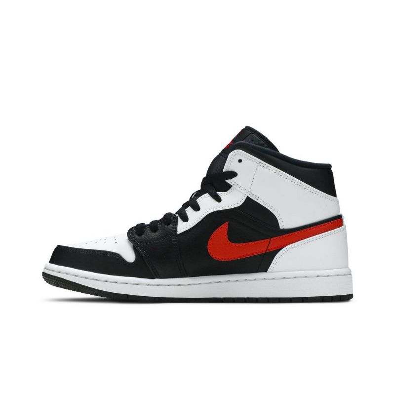 Air Jordan 1 Mid Sort Hvid Rød Sko Herre