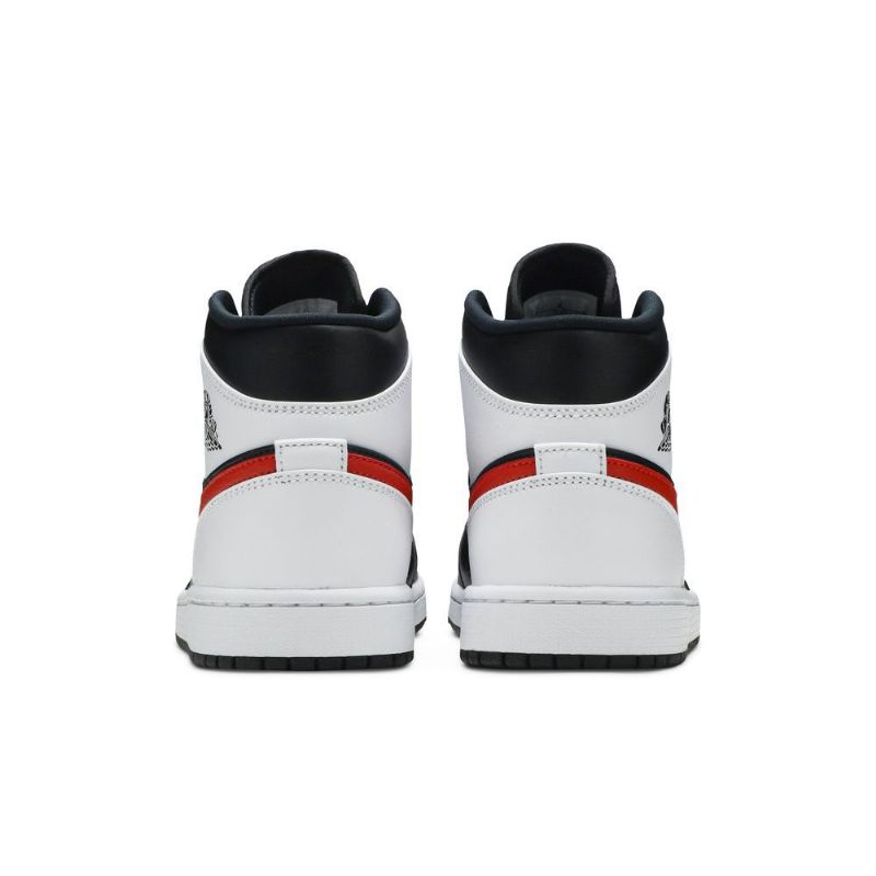 Air Jordan 1 Mid Sort Hvid Rød Sko Herre