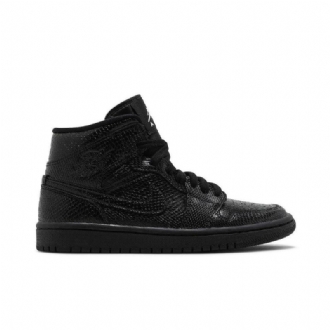 Air Jordan 1 Mid Sort Hvid Sko Dame