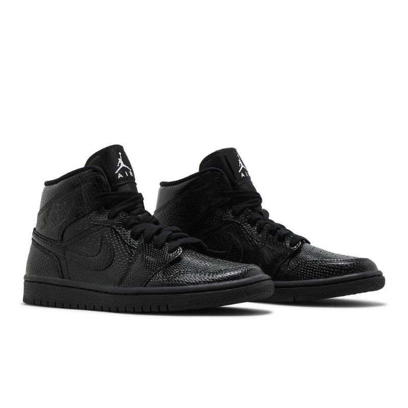 Air Jordan 1 Mid Sort Hvid Sko Dame