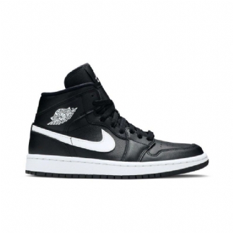 Air Jordan 1 Mid Sort Hvid Sko Dame
