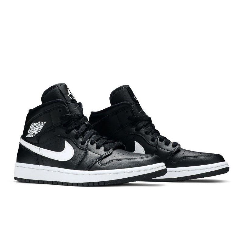 Air Jordan 1 Mid Sort Hvid Sko Dame
