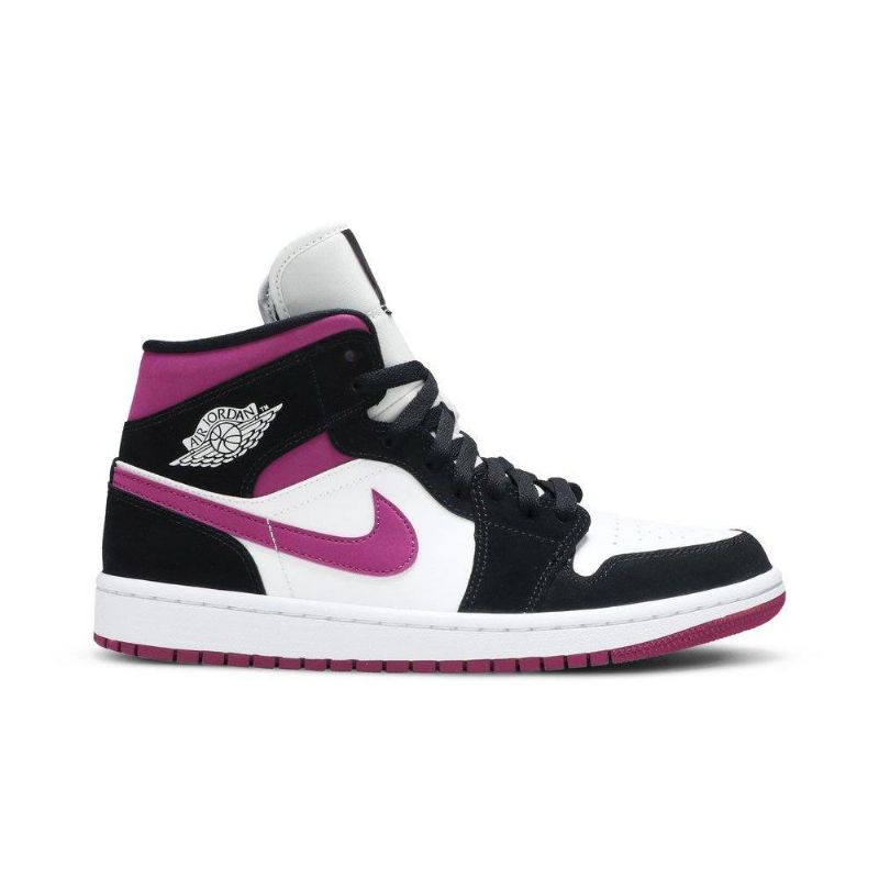 Air Jordan 1 Mid Sort Lilla Hvid Sko Dame