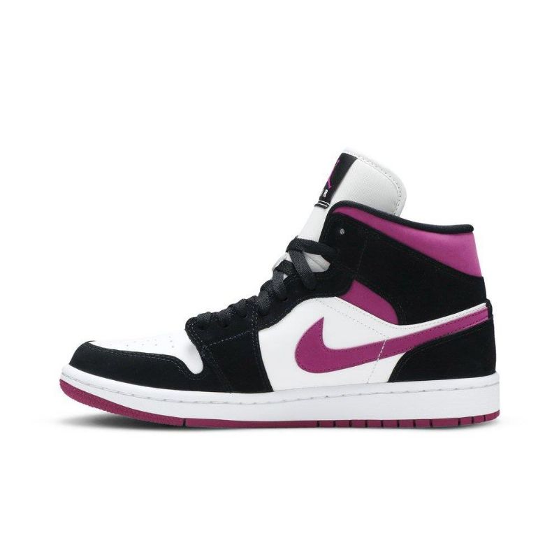 Air Jordan 1 Mid Sort Lilla Hvid Sko Dame