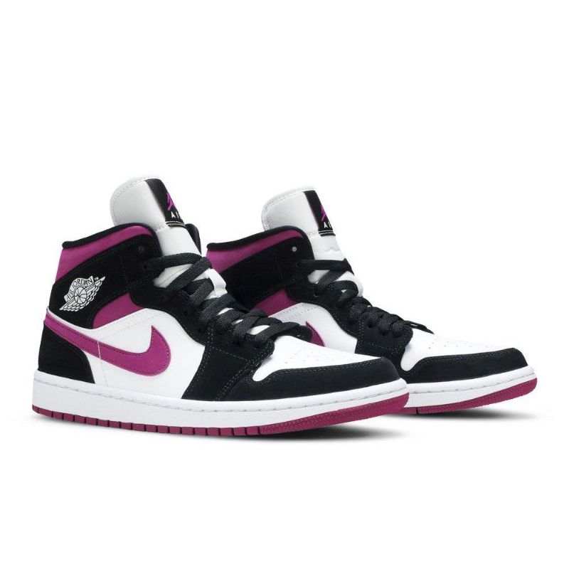 Air Jordan 1 Mid Sort Lilla Hvid Sko Dame