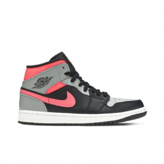 Air Jordan 1 Mid Sort Lyserød Hvid Sko Herre