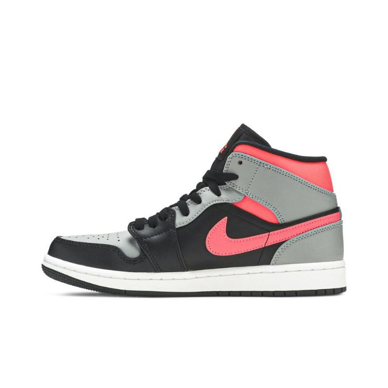 Air Jordan 1 Mid Sort Lyserød Hvid Sko Herre