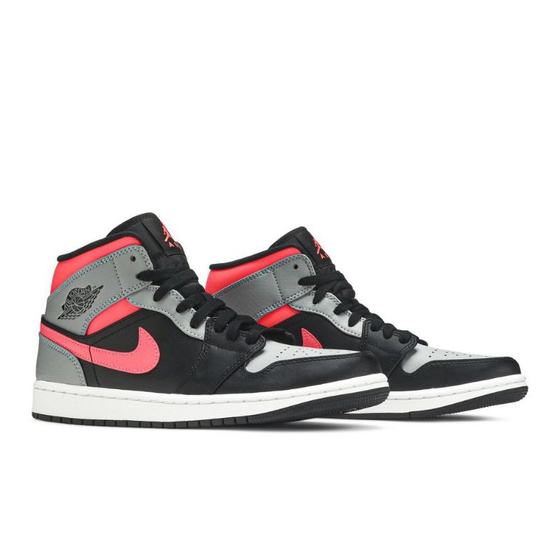 Air Jordan 1 Mid Sort Lyserød Hvid Sko Herre