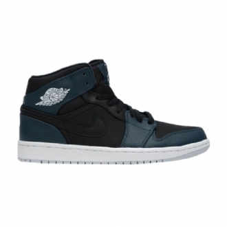 Air Jordan 1 Mid Sort Marineblå Hvid Sko Herre
